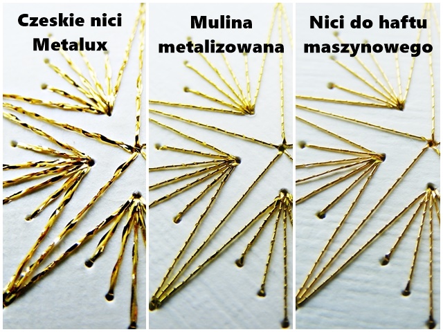 Porównanie haftów wykonanych trzema opisywanymi rodzajami nici